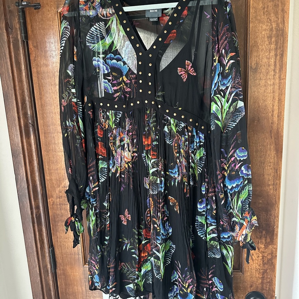 Butterfly print chiffon dress